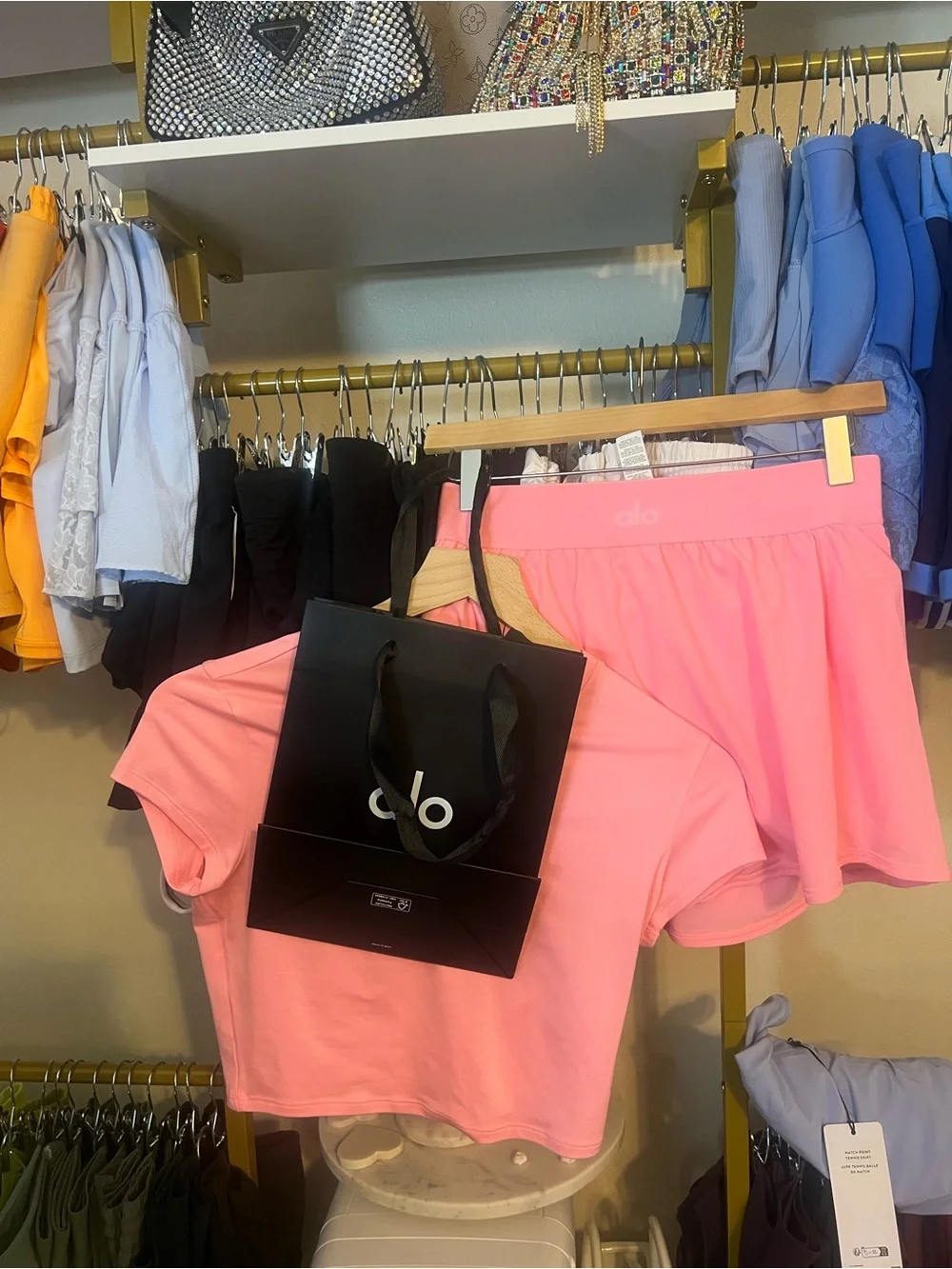 ALO Yoga Match Point skirt and top set NEON BUBBLEGUM HARD TO FIND SMALL - Picture 2 of 9